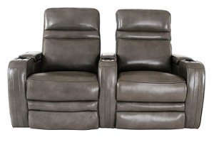 RowOne - Cortes Straight Row Leather Power Recline Home Theater Seating 2-Chair - Front_Zoom