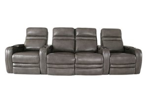 RowOne - Cortes Straight Leather Power Recline Home Theater Seating 4-Chair with Loveseat - Front_Zoom