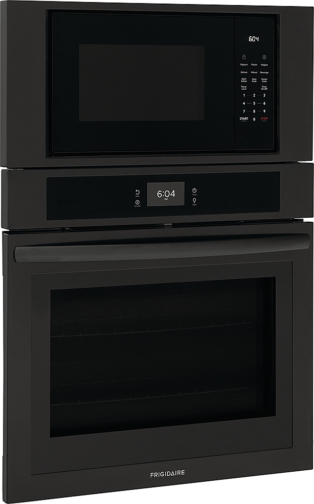 Left View: Frigidaire - 30" Electric Microwave Combination Oven with Fan Convection - Black