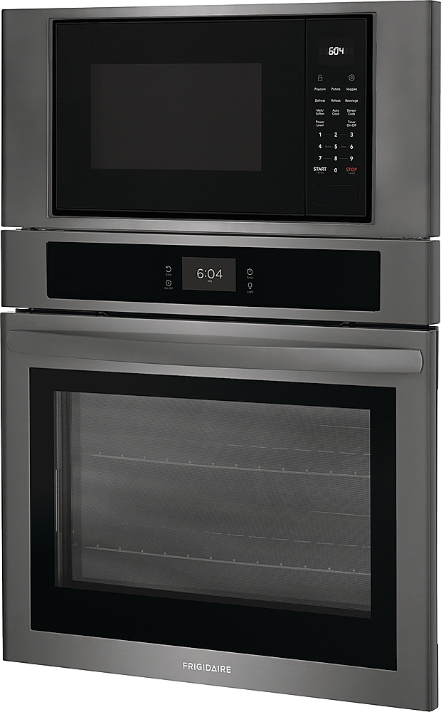 Angle View: Frigidaire - 30" Electric Microwave Combination Oven with Fan Convection - Black Stainless Steel