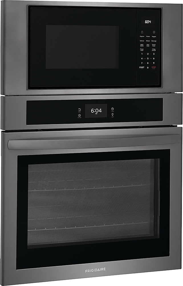 Left View: Frigidaire - 30" Electric Microwave Combination Oven with Fan Convection - Black Stainless Steel