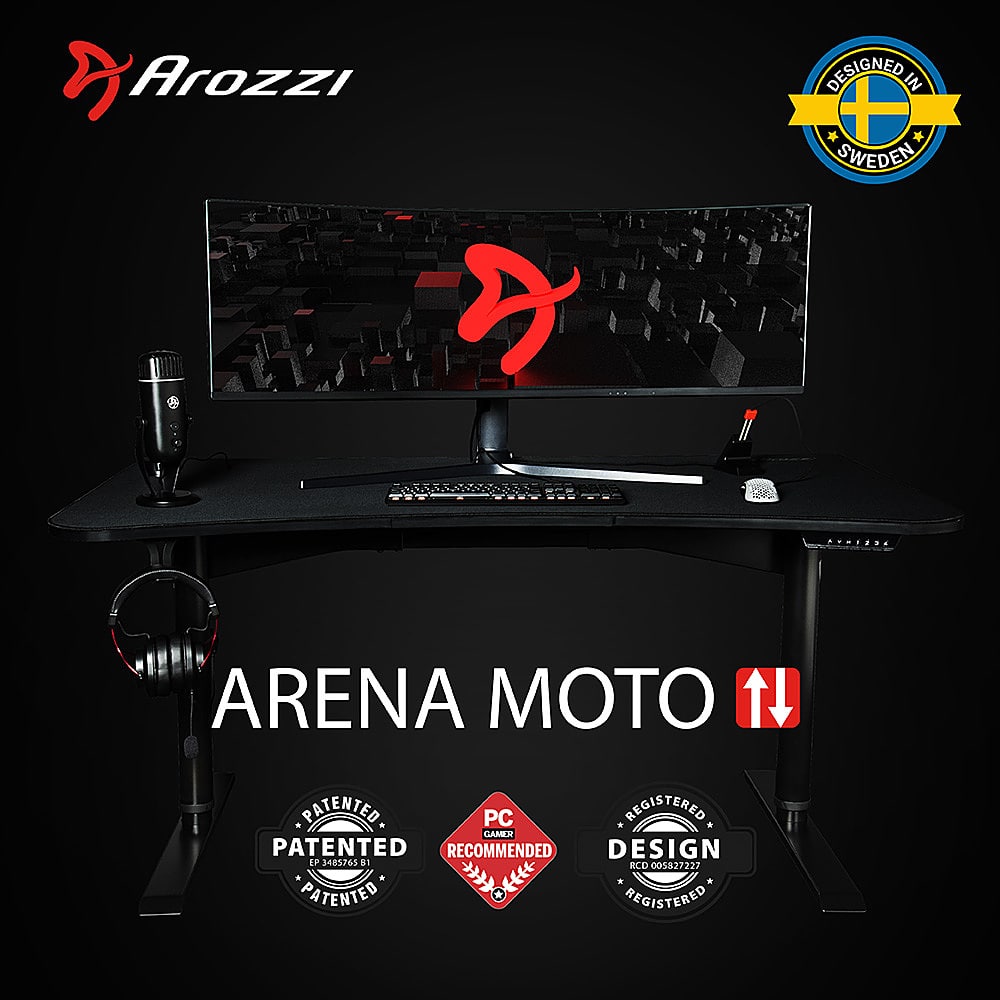Alt View 33. Arozzi - Arena Moto Motorized Desk - Black.