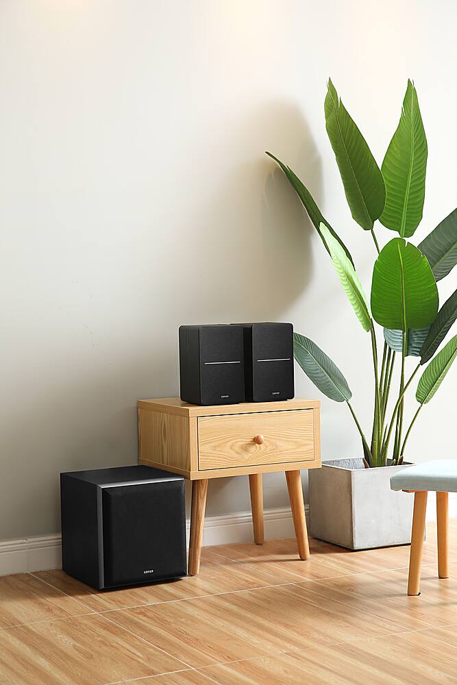 Angle. Edifier - R1280DBs Powered Bluetooth Computer Speakers, Bookshelf Speakers - 42W RMS - Soundfield Spacializer - Studio Monitors - Black.