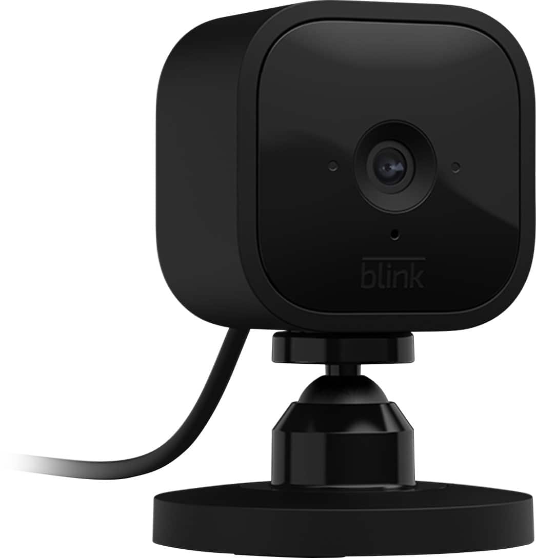 Blink - Mini - Compact indoor plug-in smart security camera, 1080p, night vision, motion detection, 2 way audio – 1 cam - Black - Front_Zoom