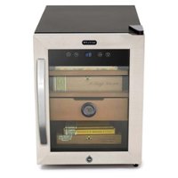 CHC-123DS Whynter 1.2 cu. ft. Stainless Steel Digital Control and Display Cigar Humidor with Spanish Cedar Shelves - Stainless Steel Door with Black Housing - Front_Zoom