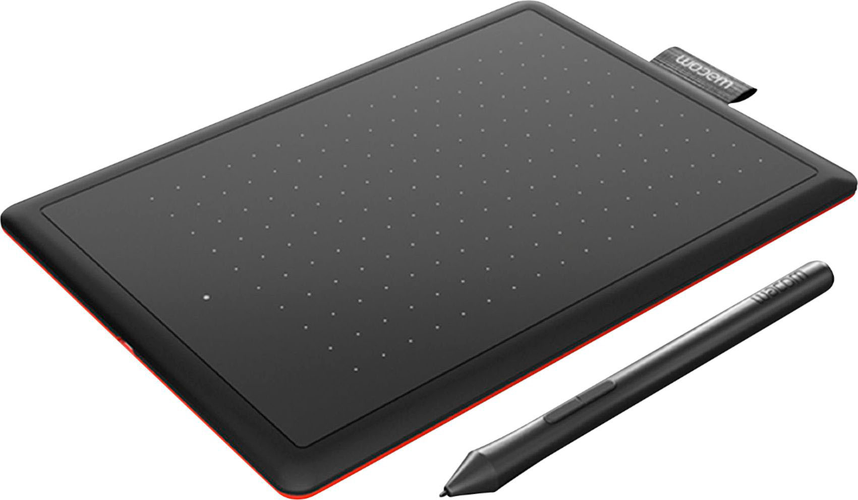 Angle View: One by Wacom Student Drawing Tablet (small) – Works with Chromebook, Mac, PC - Black/Red