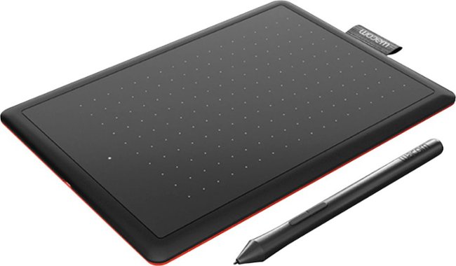 One by Wacom Student Drawing Tablet (small) – Works with Chromebook, Mac, PC - Black/Red_1