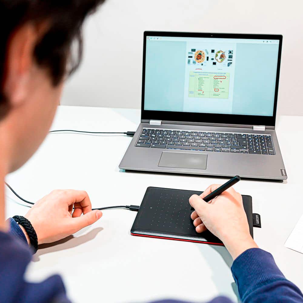Alt View 14. Wacom - One by Wacom Student Drawing Tablet (small) – Works with Chromebook, Mac, PC - Black/Red.