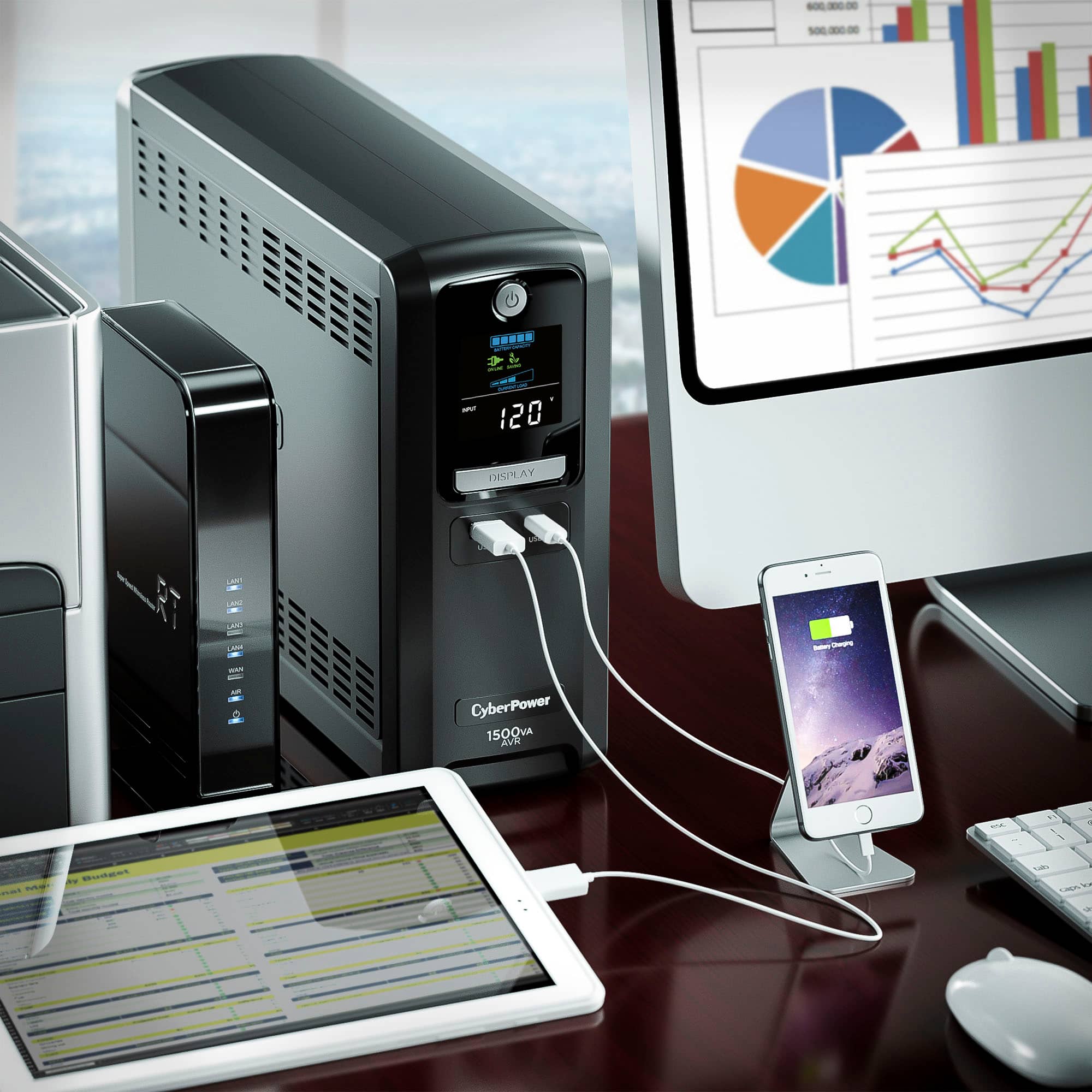 Alt View 13. CyberPower - LX1500GU3 Battery Backup UPS Systems - Black.