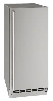 U-Line - 15"W. Freestanding/Built-In 55lb. Daily Production Full Cube Ice Maker - Stainless Steel