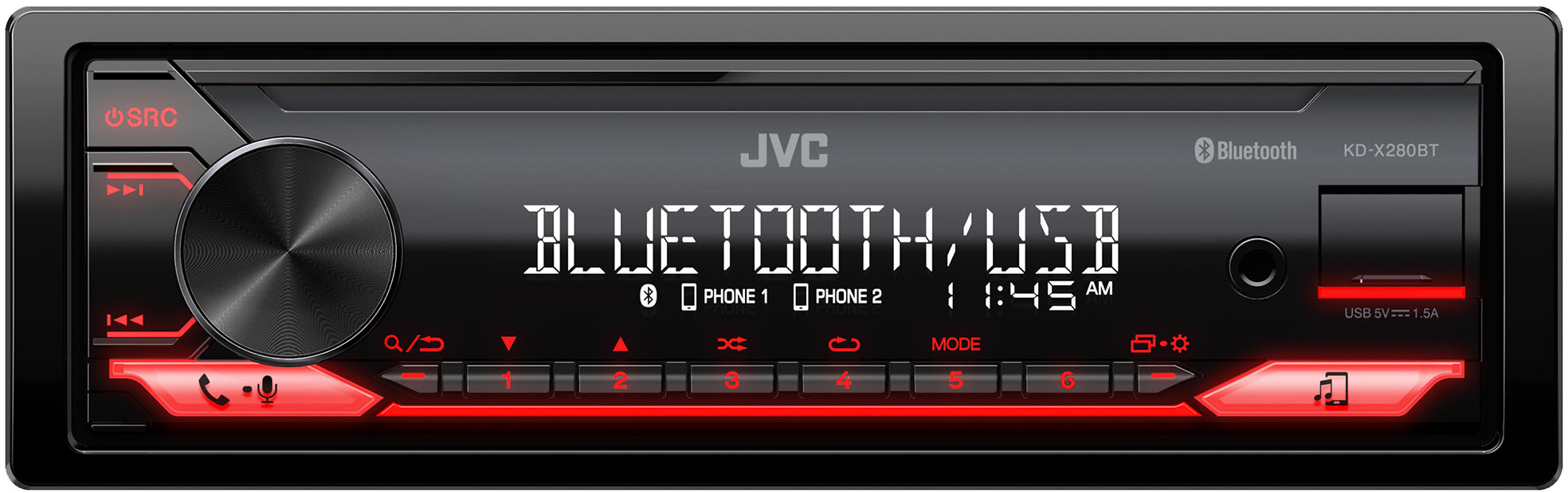 JVC Bluetooth Digital Media (DM) Receiver with Detachable Faceplate and USB  Rapid Charge Black KD-X280BT - Best Buy