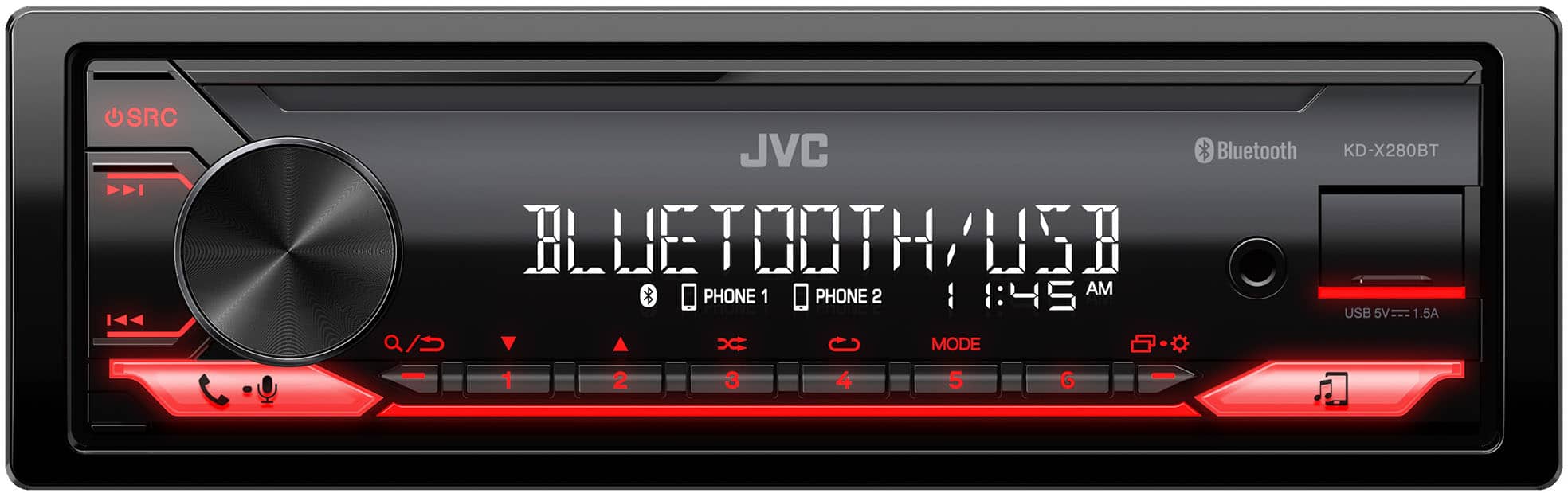 Front. JVC - Bluetooth Digital Media (DM) Receiver with Detachable Faceplate and USB Rapid Charge - Black.