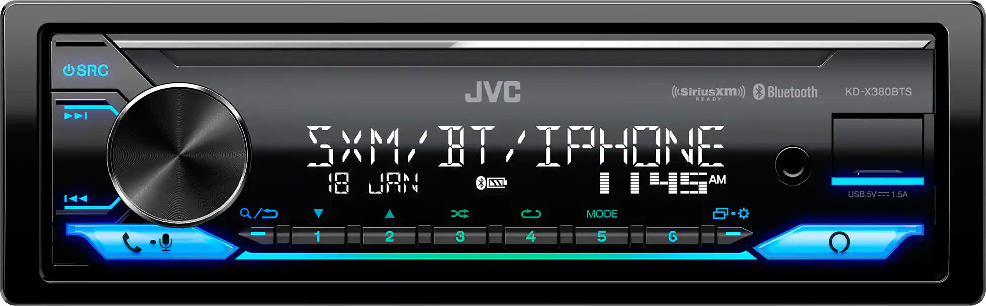Front. JVC - In-Dash Digital Media Receiver - Built-in Bluetooth - Satellite Radio-ready with Detachable Faceplate - Black.