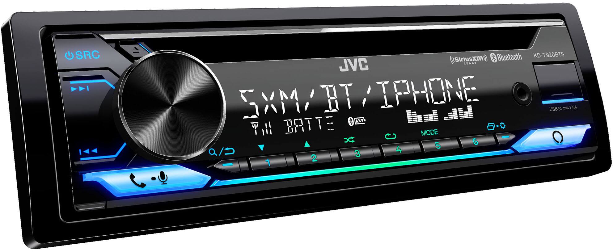 Angle. JVC - Bluetooth CD Receiver with Alexa Built-In and USB Rapid Charge, Satellite Rado Ready - Black.