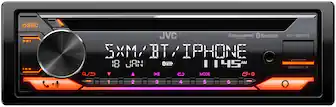 Front. JVC - Bluetooth CD Receiver with Alexa Built-In and USB Rapid Charge, Satellite Rado Ready - Black.