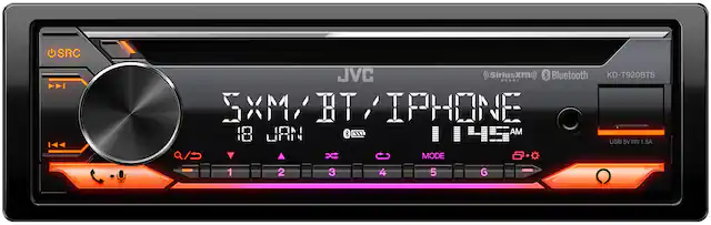 Front. JVC - Bluetooth CD Receiver with Alexa Built-In and USB Rapid Charge, Satellite Rado Ready - Black.