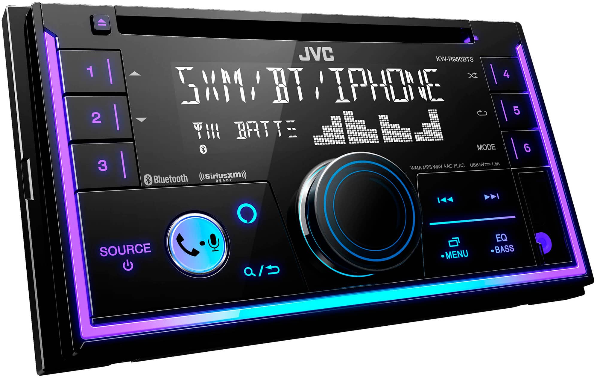 Angle. JVC - Bluetooth CD/DM Receiver with Voice Assistant Built in and Satellite Radio Ready - Black.