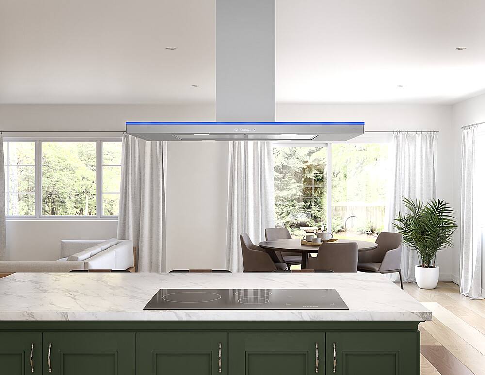 Alt View 21. Zephyr - Luce 36 in. 600 CFM Island Mount Range Hood with LED Light - Stainless Steel.