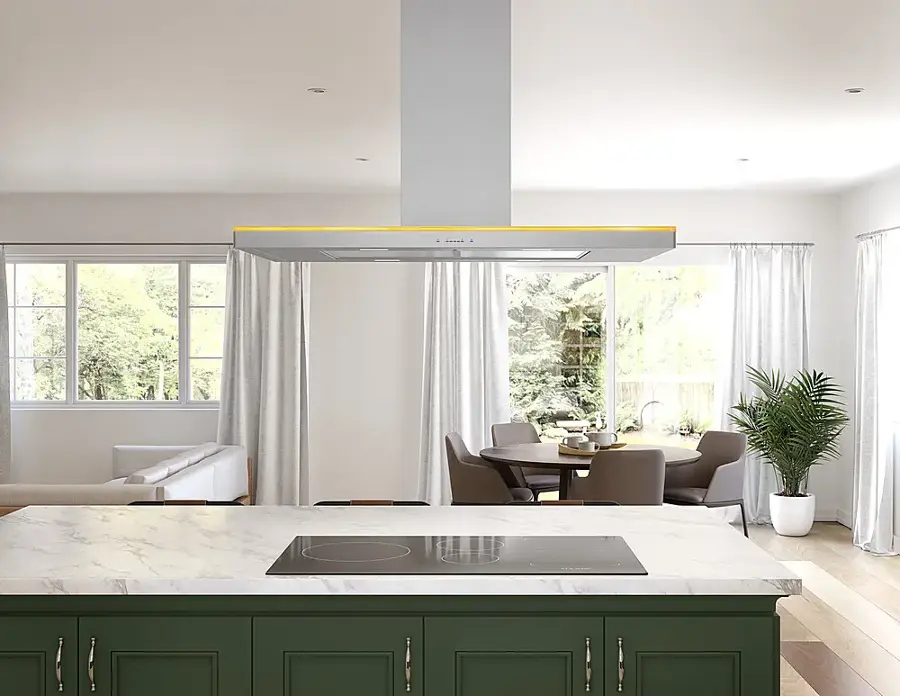 Alt View 22. Zephyr - Luce 36 in. 600 CFM Island Mount Range Hood with LED Light - Stainless Steel.