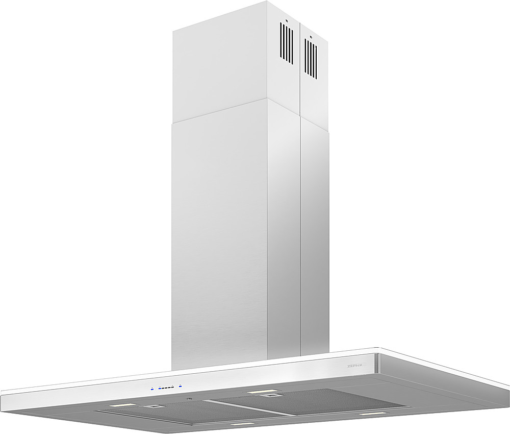 Angle View: Zephyr - Luce 42 in. 600 CFM Convertible Island Mount Range Hood with LED Light - Stainless steel