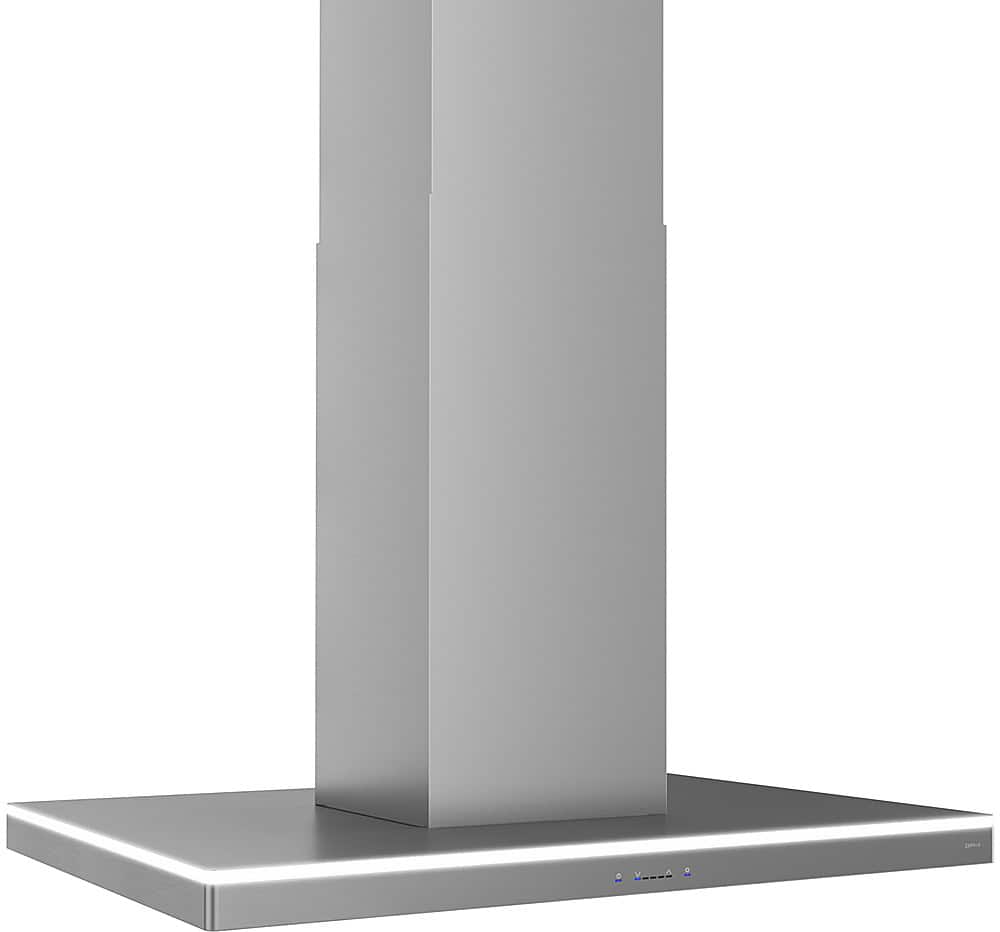 Left View: Zephyr - Luce 42 in. 600 CFM Island Mount Range Hood with LED Light - Stainless Steel