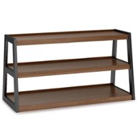Simpli Home - Sawhorse industrial 48 inch wide solid walnut wood and metal tv media stand - Walnut - Front_Zoom