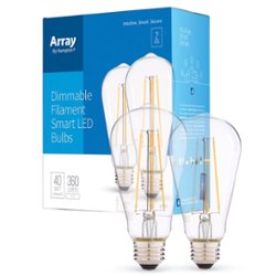 Array by Hampton - Dimmable Wi-Fi Smart Filament Bulb (2-pack) - Warm White Light, Clear Globe - Front_Zoom