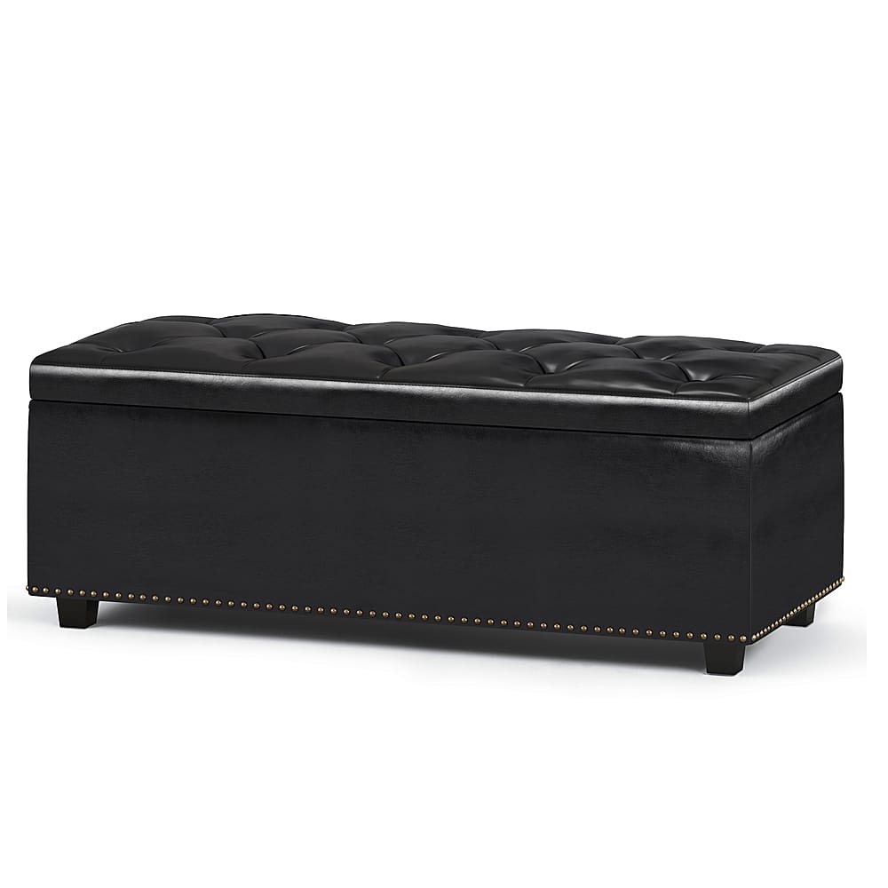 Angle View: Simpli Home - Hamilton Lift Top Rectangular Storage Ottoman - Midnight Black