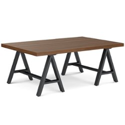 Simpli Home - Sawhorse Solid Veneer and Metal Coffee Table - Walnut - Front_Zoom