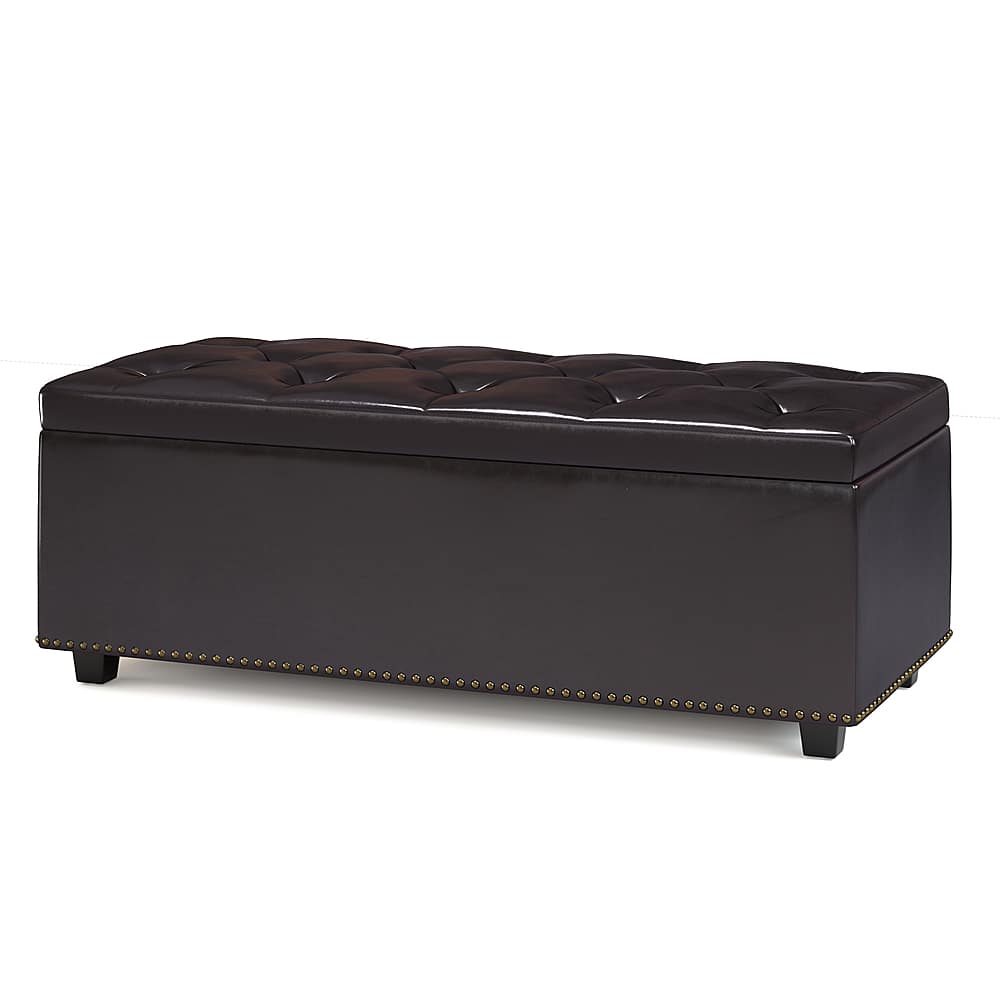 Angle View: Simpli Home - Hamilton Lift Top Rectangular Storage Ottoman - Tanners Brown