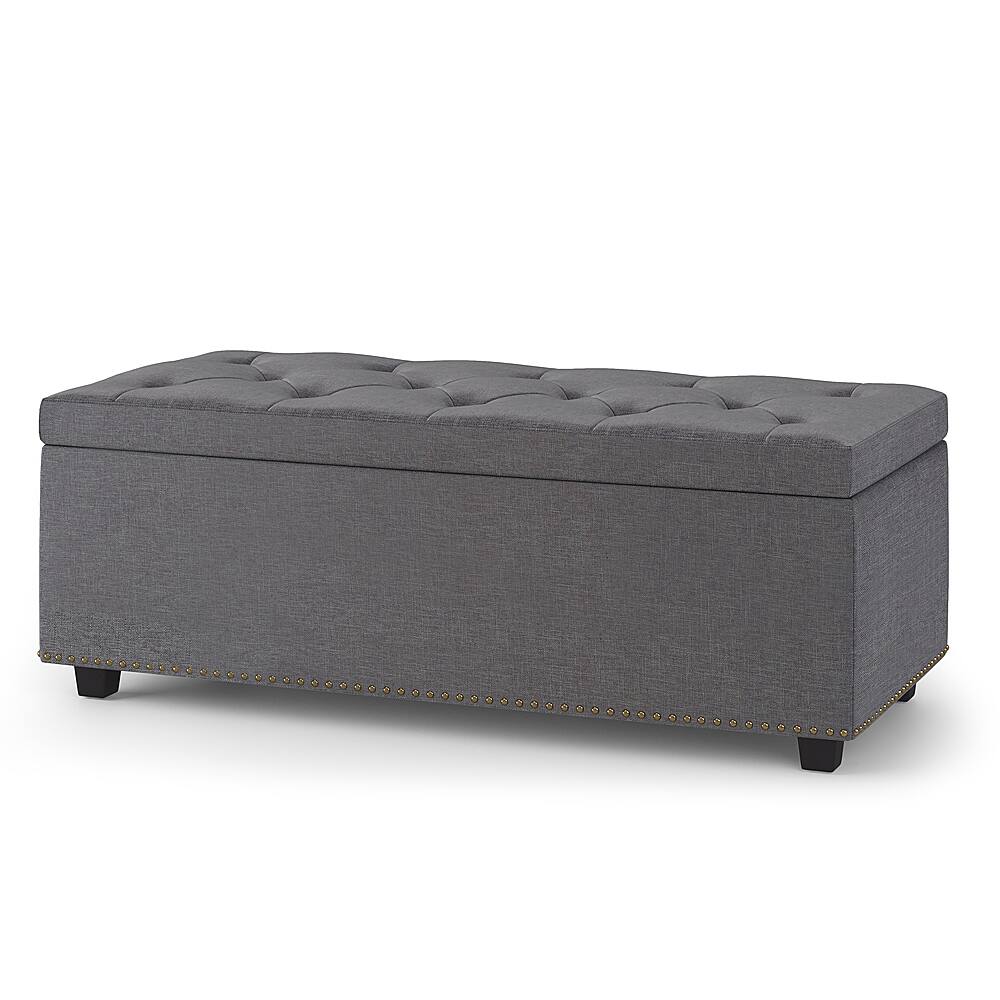 Angle View: Simpli Home - Hamilton Lift Top Rectangular Storage Ottoman - Slate Grey