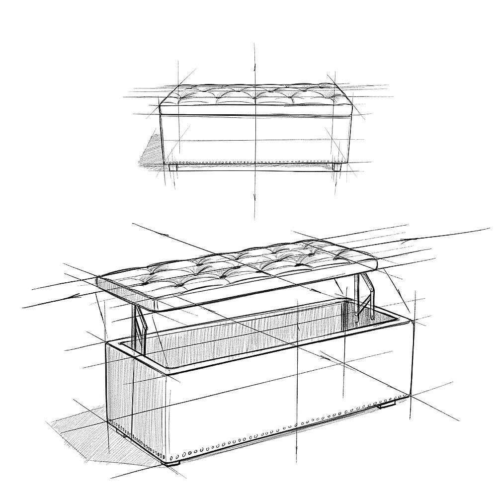 Left View: Simpli Home - Hamilton Lift Top Rectangular Storage Ottoman - Slate Grey