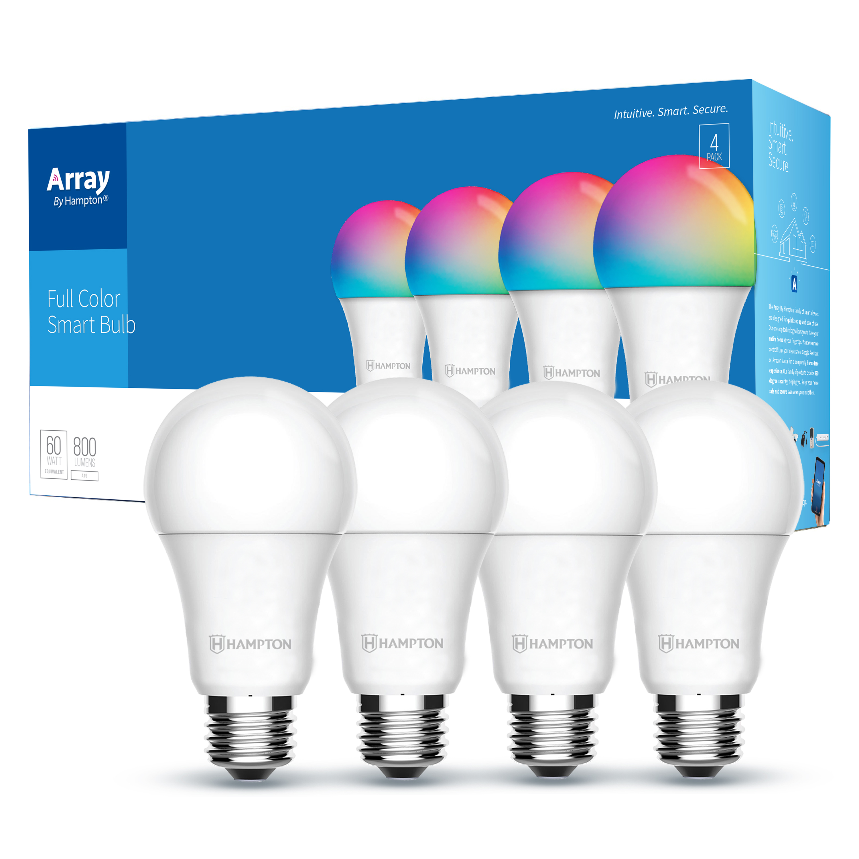 Planet tilbage eskortere Array by Hampton A19 Wi-Fi Smart LED Light Bulb (4-pack) Full Color HL1012  - Best Buy