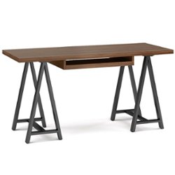 Simpli Home - Sawhorse Solid Veneer and Metal Desk - Walnut - Front_Zoom