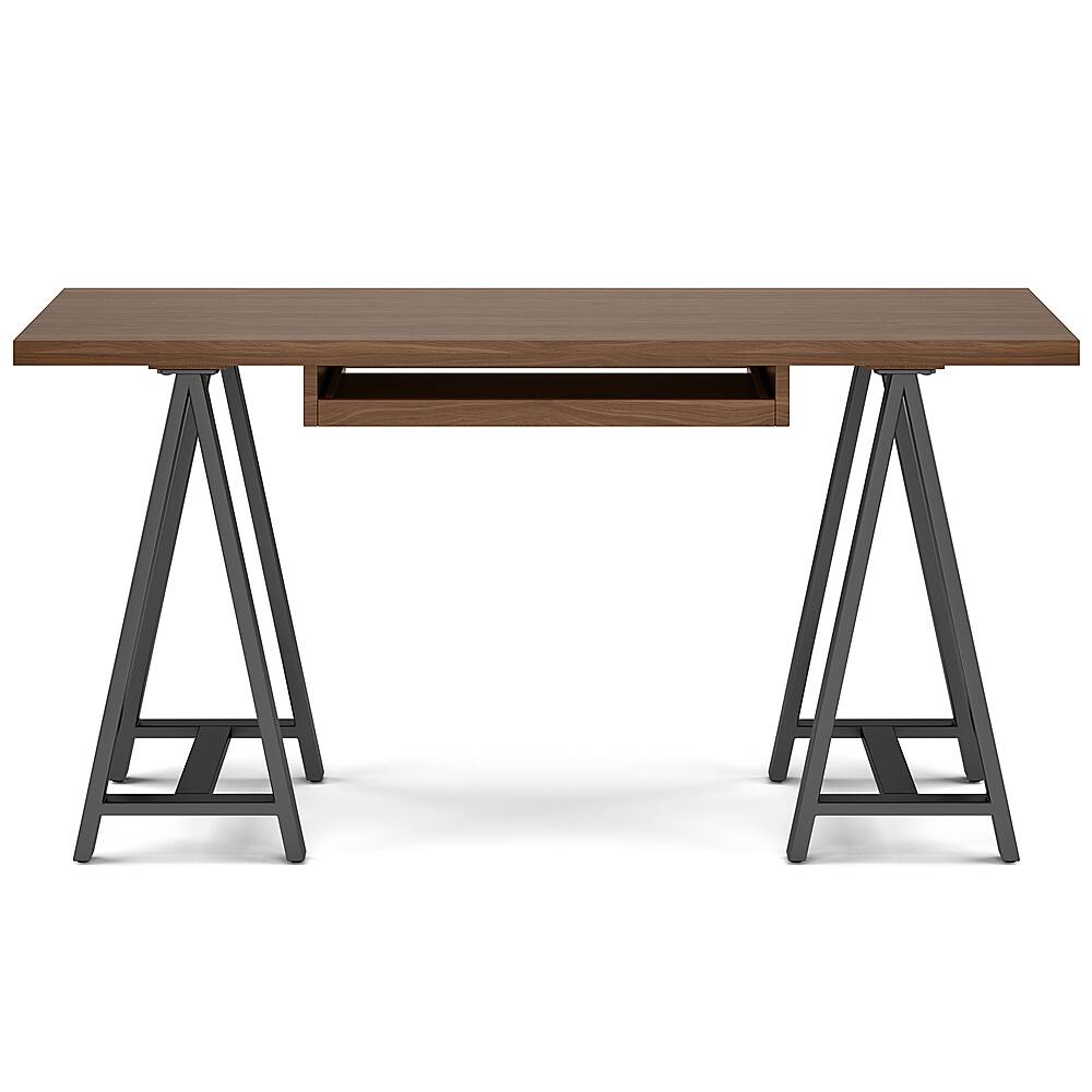 Simpli Home Sawhorse industrial 60 inch wide solid wood and metal desk ...