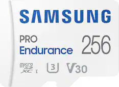 Front. Samsung - PRO Endurance 256GB MicroSDXC Memory Card - White.