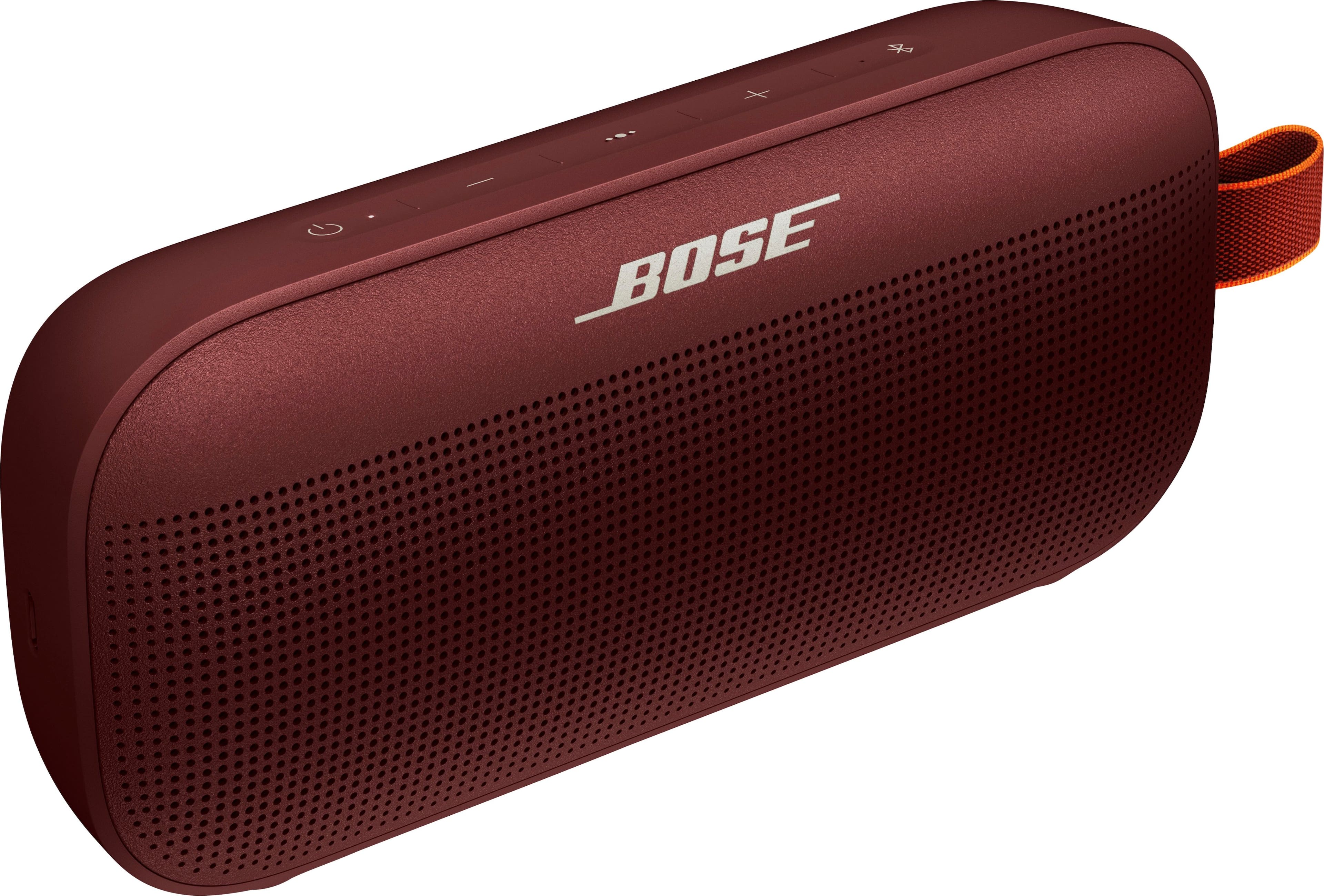 Angle. Bose - SoundLink Flex Portable Bluetooth Speaker with Waterproof/Dustproof Design - Carmine Red.