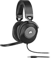 Front. CORSAIR - HS65 SURROUND Wired Gaming Headset for PC, PS5, and PS4 - Black.