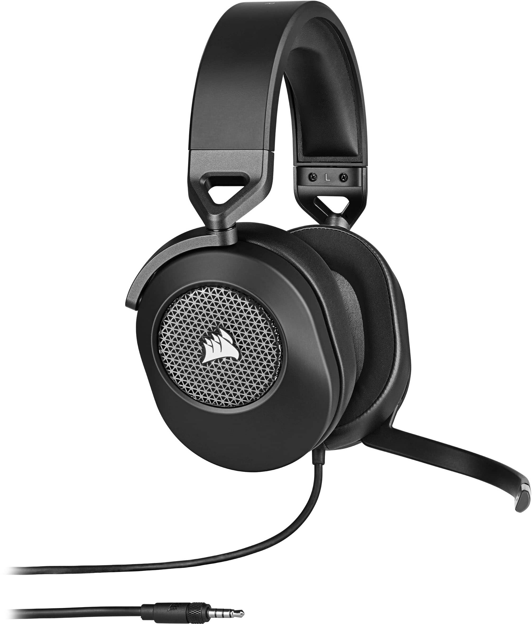 Angle. CORSAIR - HS65 SURROUND Wired Gaming Headset for PC, PS5, and PS4 - Black.