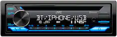 Front. JVC - Bluetooth CD Receiver with Alexa Built-In and USB Rapid Charge, Detachable Faceplate - Black.