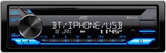 Front. JVC - Bluetooth CD Receiver with Alexa Built-In and USB Rapid Charge, Detachable Faceplate - Black.