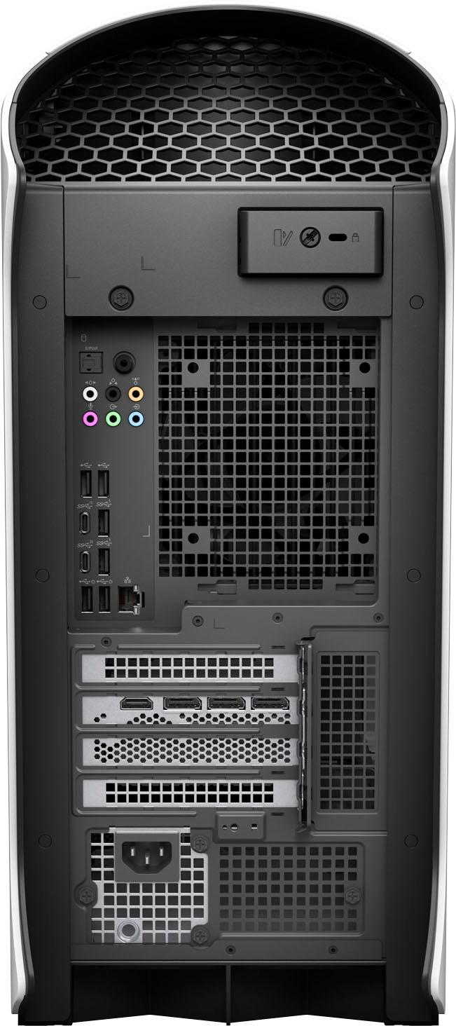 Back View: Alienware - Aurora R13 Gaming Desktop - Intel Core i9 - 32GB Memory - NVIDIA GeForce RTX 3080 - 1TB SSD - Liquid Cooling - Lunar Light