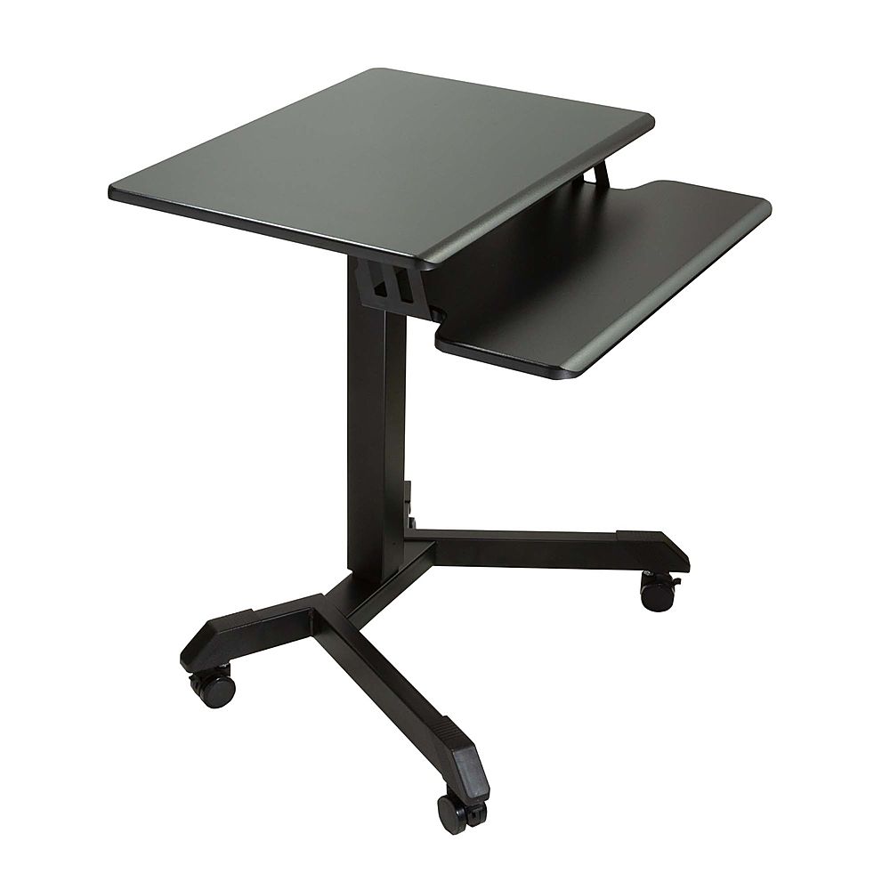 Angle View: Victor - Mobile Adjustable Standing Desk with Keyboard Tray 25.6" Wide - Black