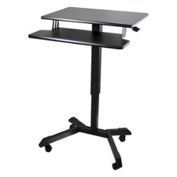 Victor - Mobile Adjustable Standing Desk with Keyboard Tray 25.6" Wide - Black - Front_Zoom