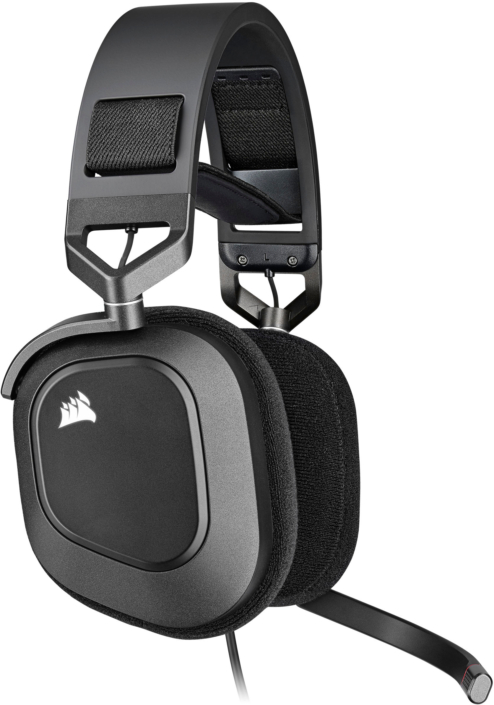 Angle View: CORSAIR - HS80 RGB Wired Gaming Headset for PC - Carbon
