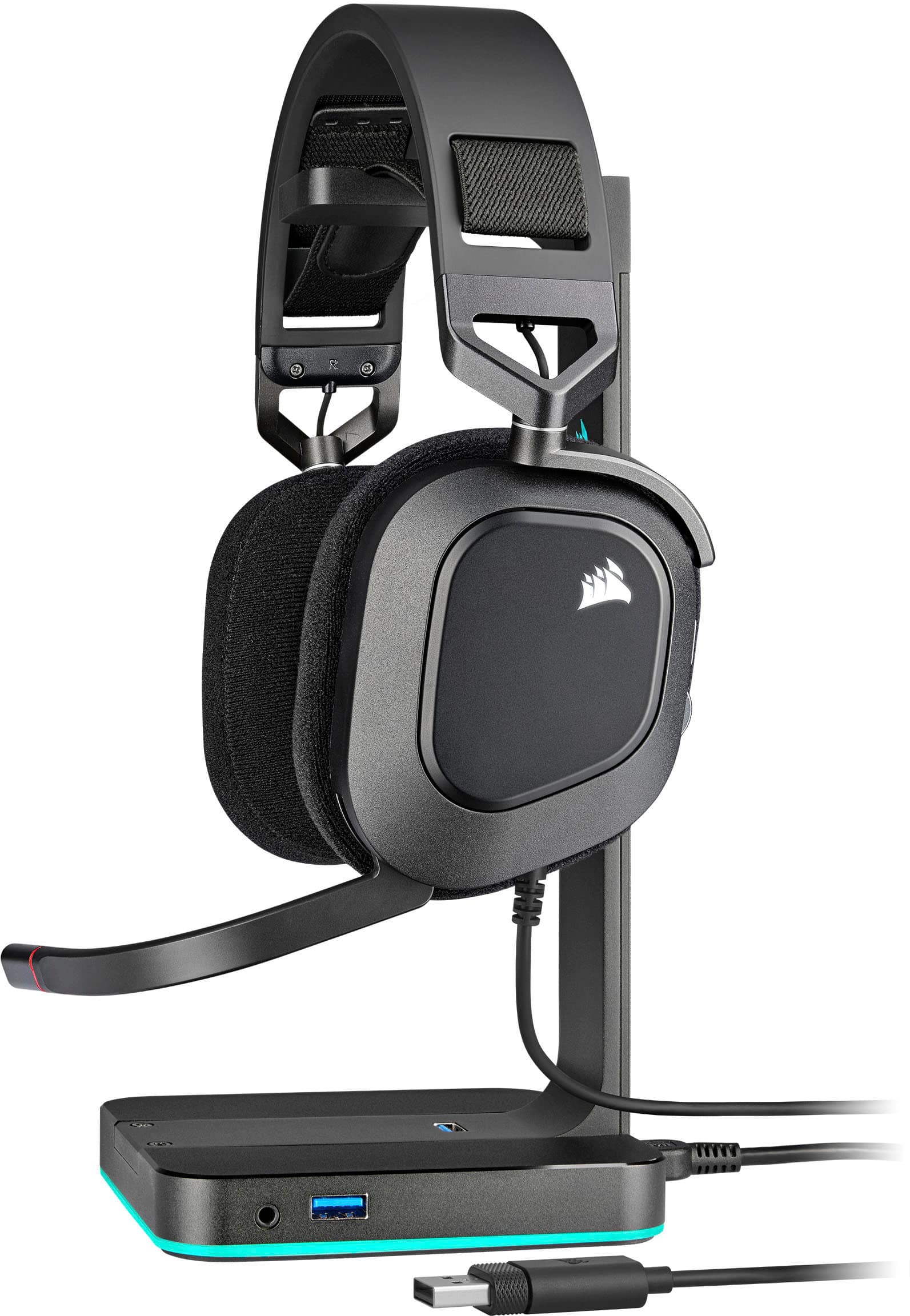 Alt View 12. CORSAIR - HS80 RGB Wired Gaming Headset for PC - Carbon.