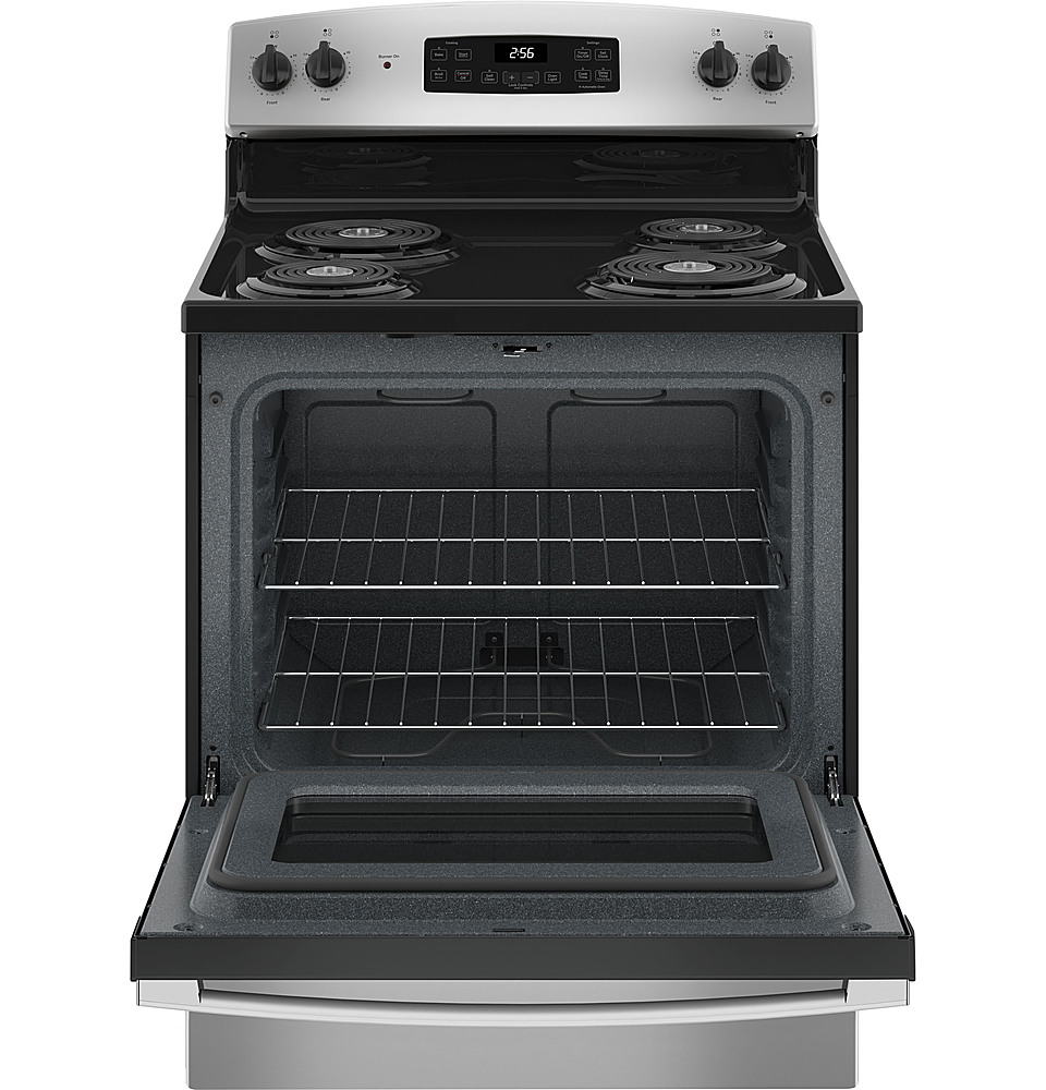 Angle View: GE - 5.0 Cu. Ft. Freestanding Electric Range - Stainless Steel
