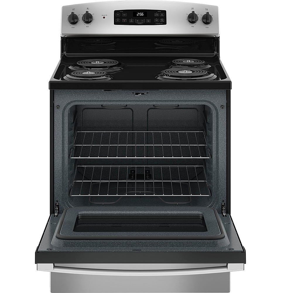 Angle. GE - 5.0 Cu. Ft. Freestanding Electric Range - Stainless Steel.