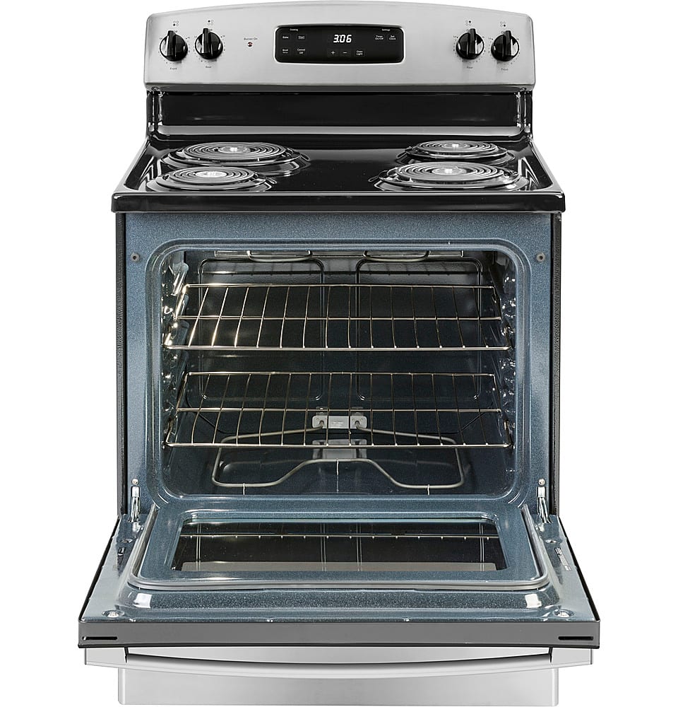 Angle View: GE - 5.0 Cu. Ft. Freestanding Electric Range - Stainless steel