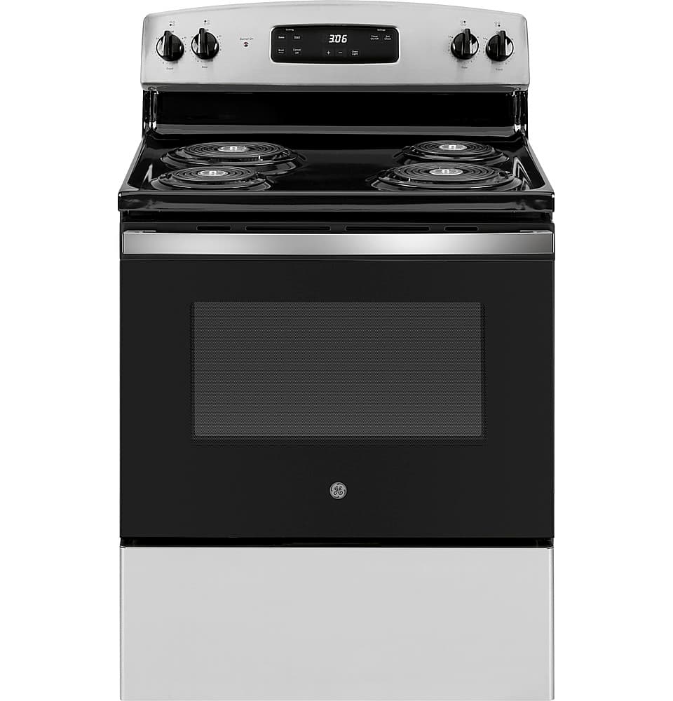 GE - 5.0 Cu. Ft. Freestanding Electric Range - Stainless Steel - Front_Zoom